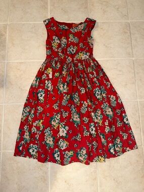 Modcloth Red Floral Fit-and-Flare Dress